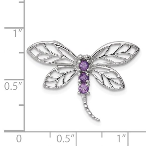 Sterling Silver Dragonfly Pendant Hidden Bail gemstone birthstone amethyst - Picture 3 of 7